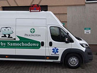 Pilkington szyby samochodowe Kraków z logo Ratownik
